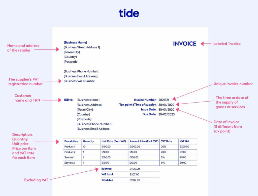 Example of a VAT invoice