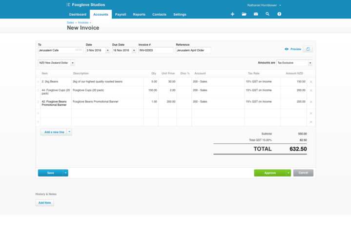 Screenshot of the Xero invoicing software dashboard