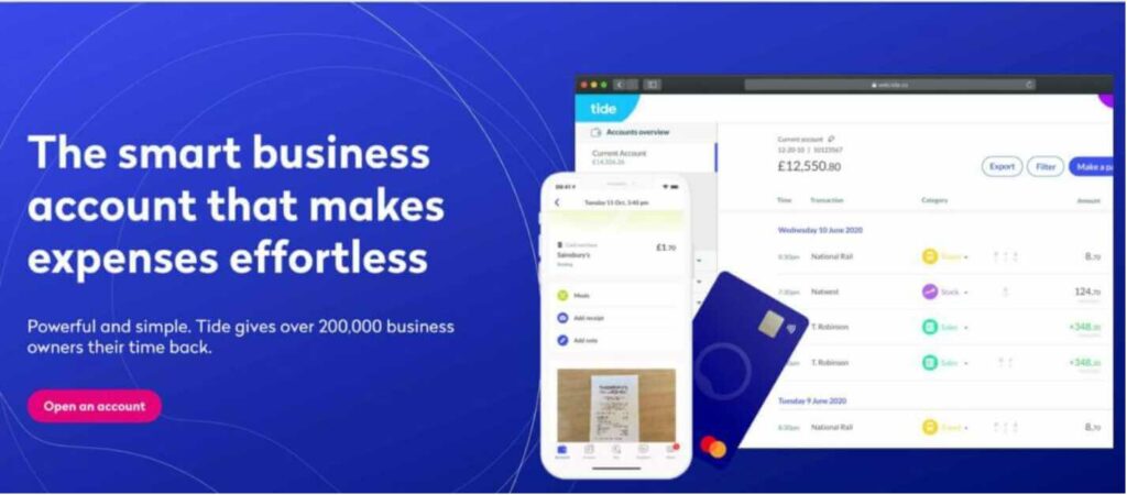 A screenshot of the Tide Expense Management tool website homepage