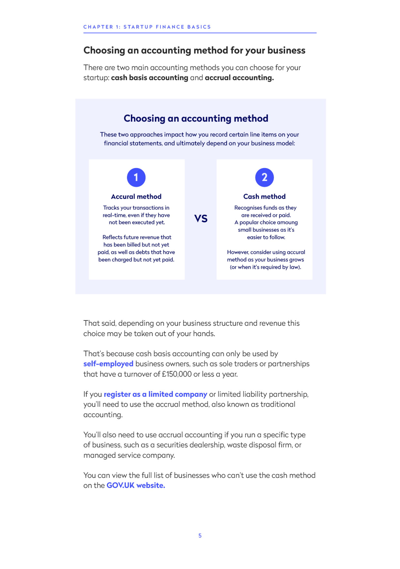 A screenshot showing the beginning of chapter one of the business finance ebook