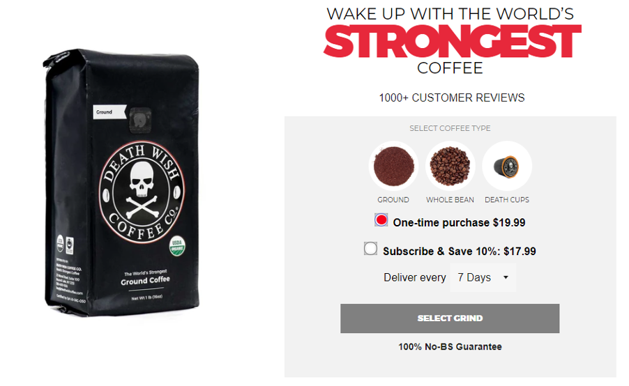 Death Wish Coffee's product page