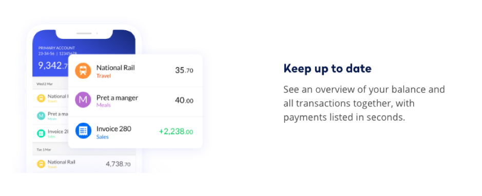 Account overview Tide banking app