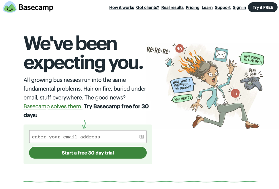 Screenshot Basecamp Home Page