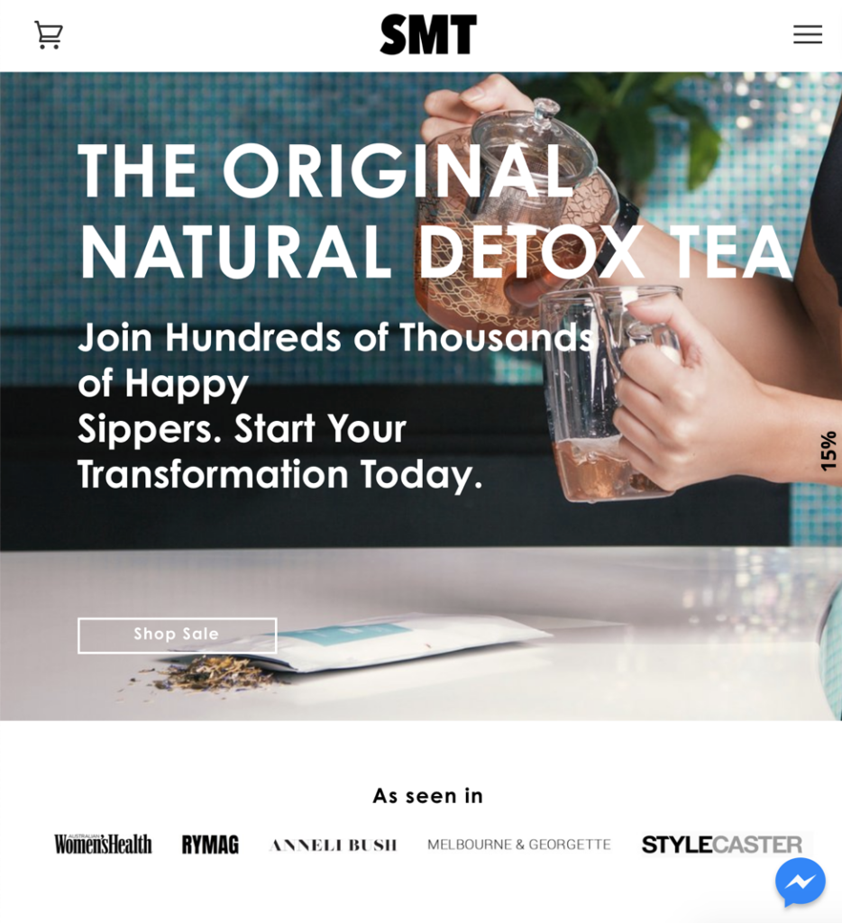 Screenshot of Skinny Me Tea company website