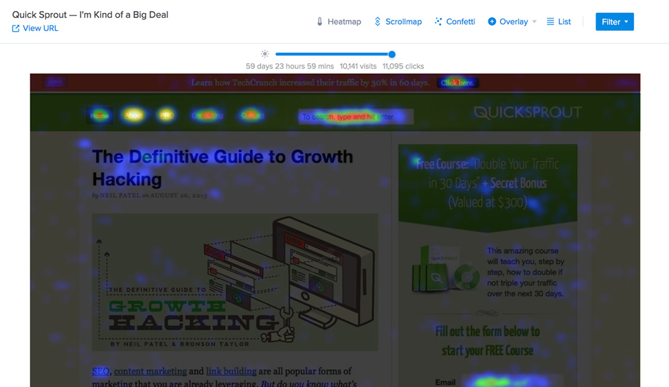 Marketing Metrics - CrazyEgg heatmap example