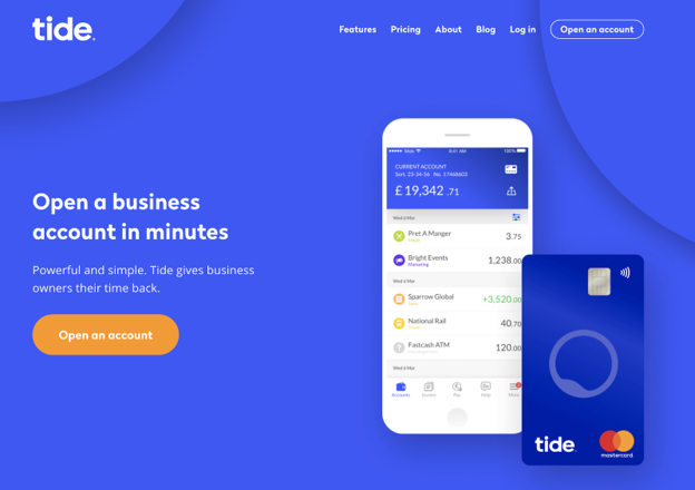 Tide Business Banking website screenshot