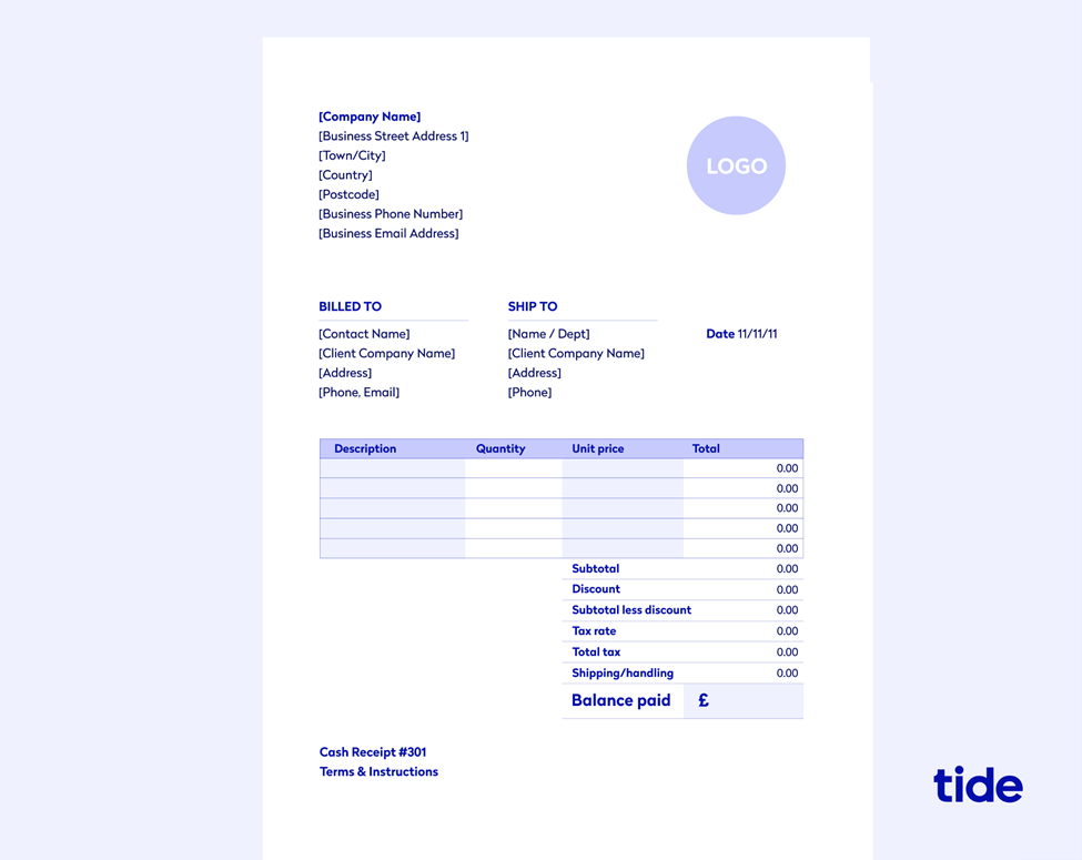 tide invoice template