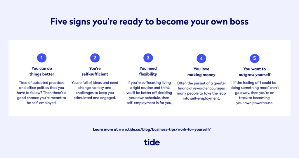 Five signs you are ready to become your own boss and work for yourself